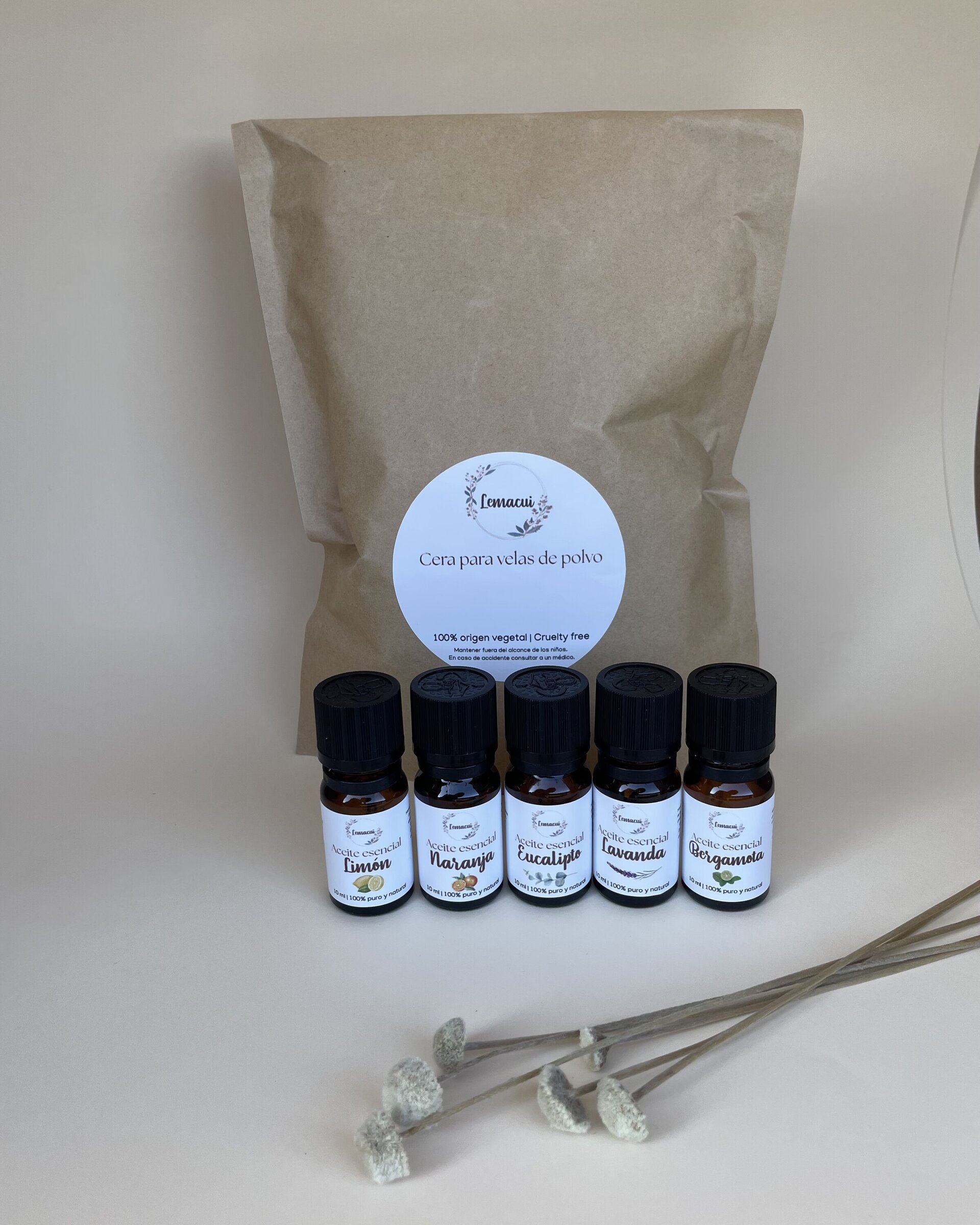 Pack cera para velas de polvo + 5 aceites esenciales - 2